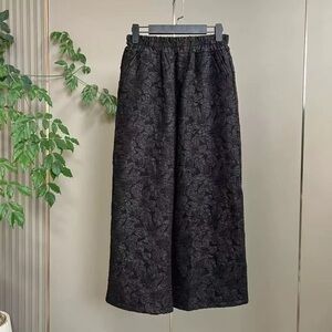 Black Floral Wide-Leg Pants